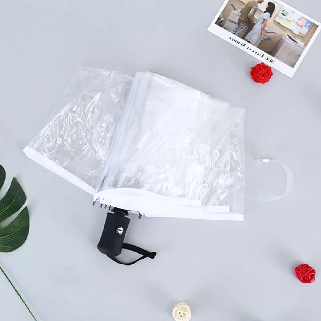 

Transparent Umbrella 3 Folding Umbrella Rain Women Men Sun Rain Auto Umbrella Compact Windproof Style Clear umbrella