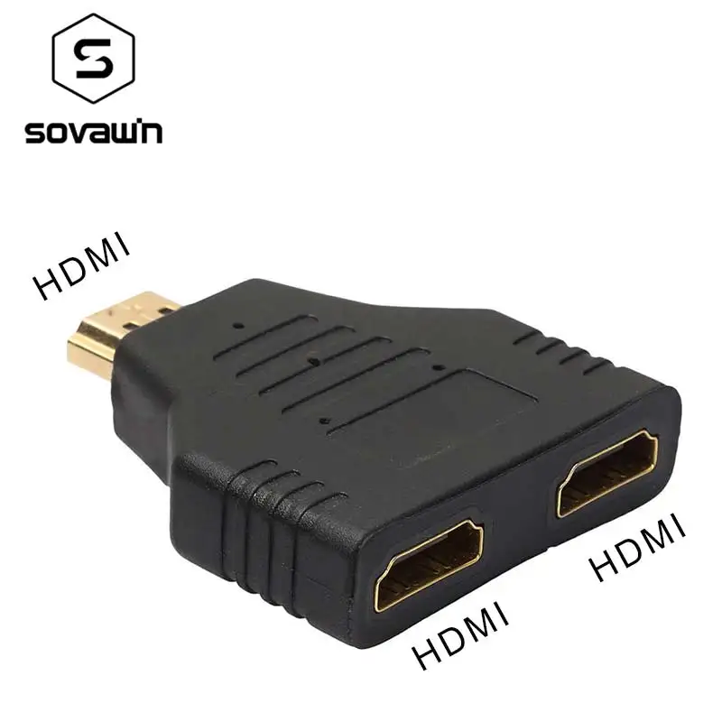 Sovawin HD 1-2 HDMI Splitter 1 Male-2 Female Head Adapter HDMI Male-Female сигнал на двойной позолоченный и ПВХ разъем