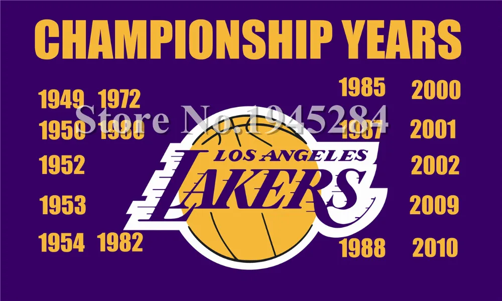 LA Lakers Championship Years Flag New 3x5ft 90x150cm Polyester Flag Banner 1025, free shipping