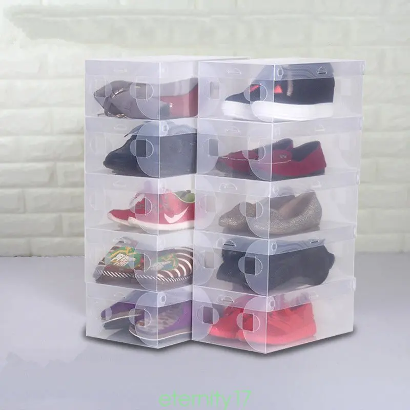 High Quality 10Pcs Transparent Clear Plastic Shoes Storage Boxes