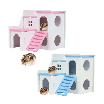 

Wooden Hamster House Hideout Exercise Play Toys Mouse Rat Small Animals Chew