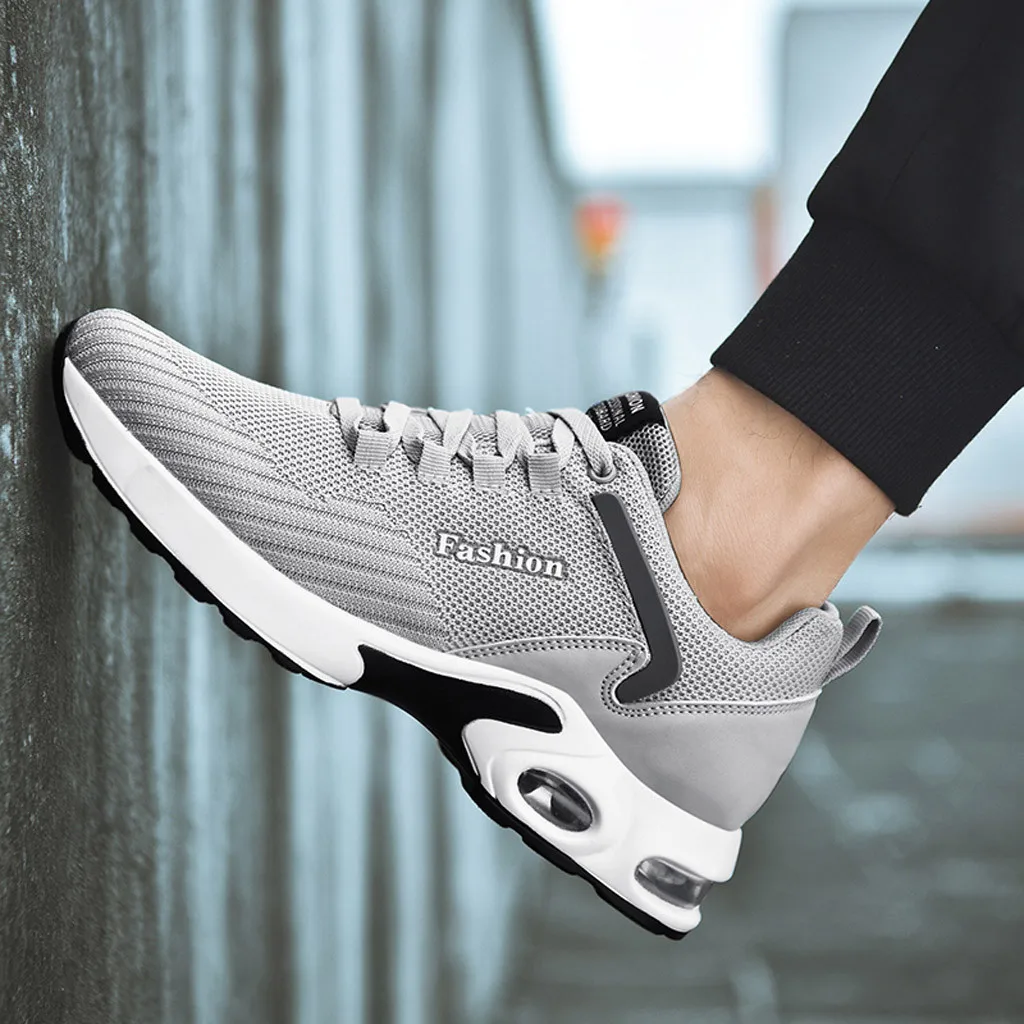 

KANCOOLD Running Shoes For Men Jogging Sneakers For Men Air Cushion Breathable Mesh Lace-up Outdoor Training Fitness Sport Shoes