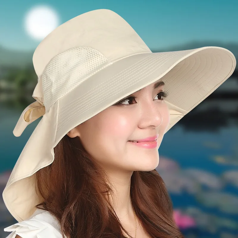 Fashion Large Brim Sun Hats For Women Summer Uv Protection Beach Hat