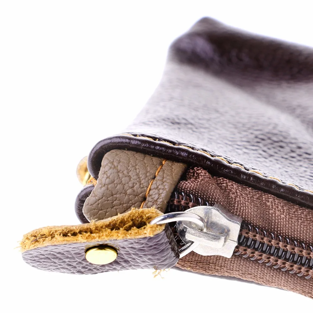Мужские ретро кожаные маленькие кошельки и кошельки на молнии монета ключ держатель для карт чехол сумка на запястье 20x10,5 см THINKTHENDO