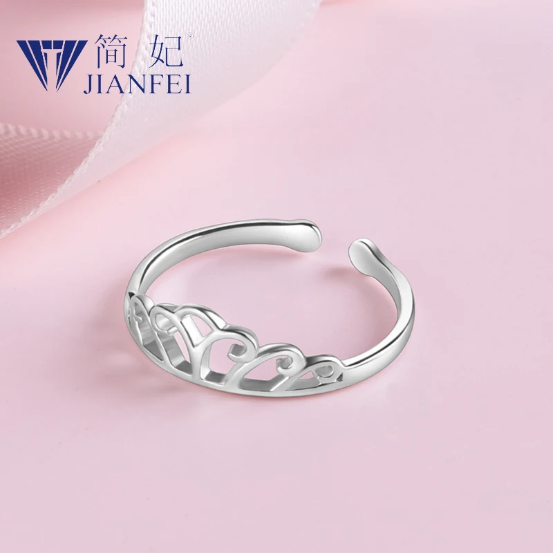 

An crown 925 sterling silver ring Open loop for Women Girls Jewelry Adjustable Size Finger Ring 6