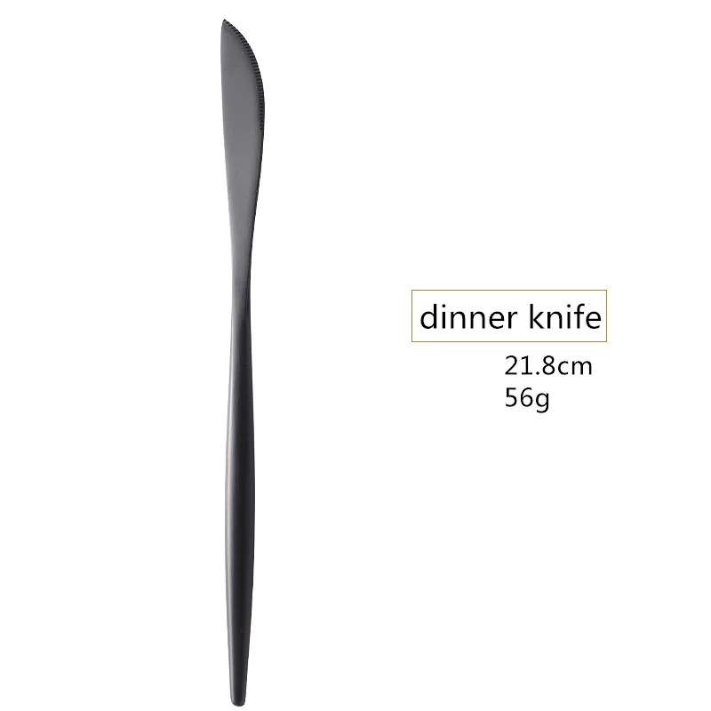 Матовый черный набор столовых приборов из нержавеющей стали столовые приборы набор кухонного серебра стейк Посуда столовая посуда ложка Вилка Нож палочки для еды - Цвет: dinner knife