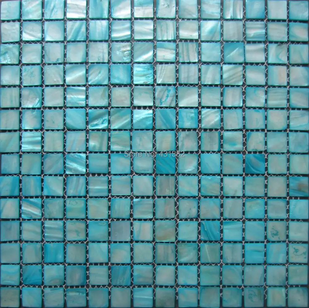 

11pcs Shell Mosaic Tiles, Blue Mother of Pearl Tiles, kitchen backsplash, bathroom wall flooring tiles
