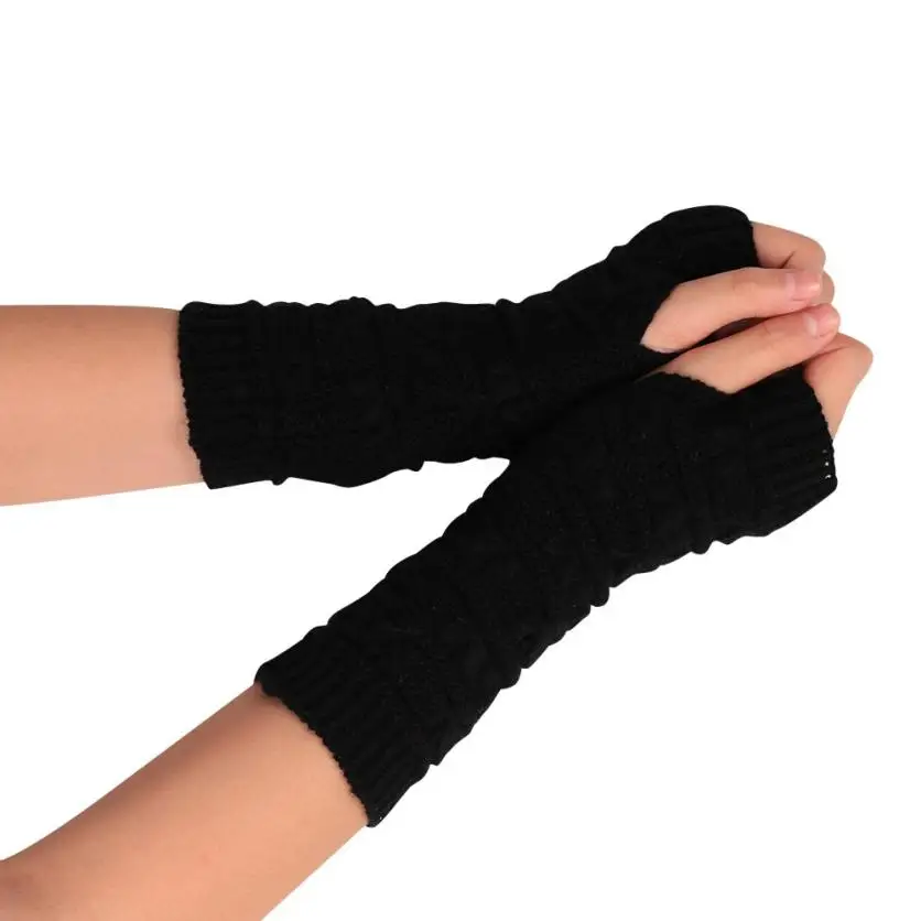 

Fashion Unisex Soft Warm Mitten Knitted Arm Fingerless Winter GlovesAUG17