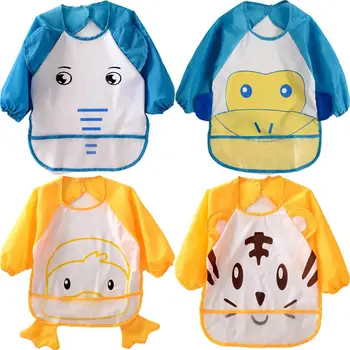 

Cute Waterproof Long Sleeve Baby Bibs Baby Feeding Anti Dressing Painting Clothes Anti-dirt For Baby Eating Painting Baby Care