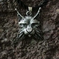 10 шт. Оптовая Викинг животного Lynx кулон мужчин ожерелье Lynx головы дикая кошка Wilderness родной зверь животных ювелирных изделий