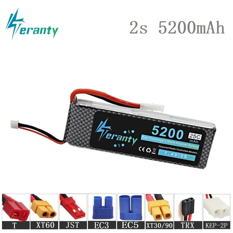 

Tamiya Connectors 5200mAh 7.4v Lipo Battery For RC Cars Robot Gun Airplanes Helicopter Parts 2s battery 7.4v RC Drone Battery