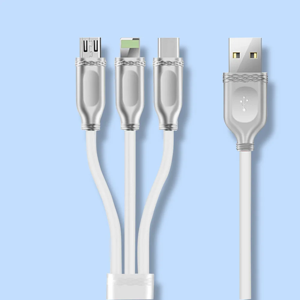 

3 IN 1 Fast Charging Cable Micro USB Type C Lighting Data Cables for Samsung Galaxy Iphone X XS XR 8 7 Universal Phone 1.2M Wire