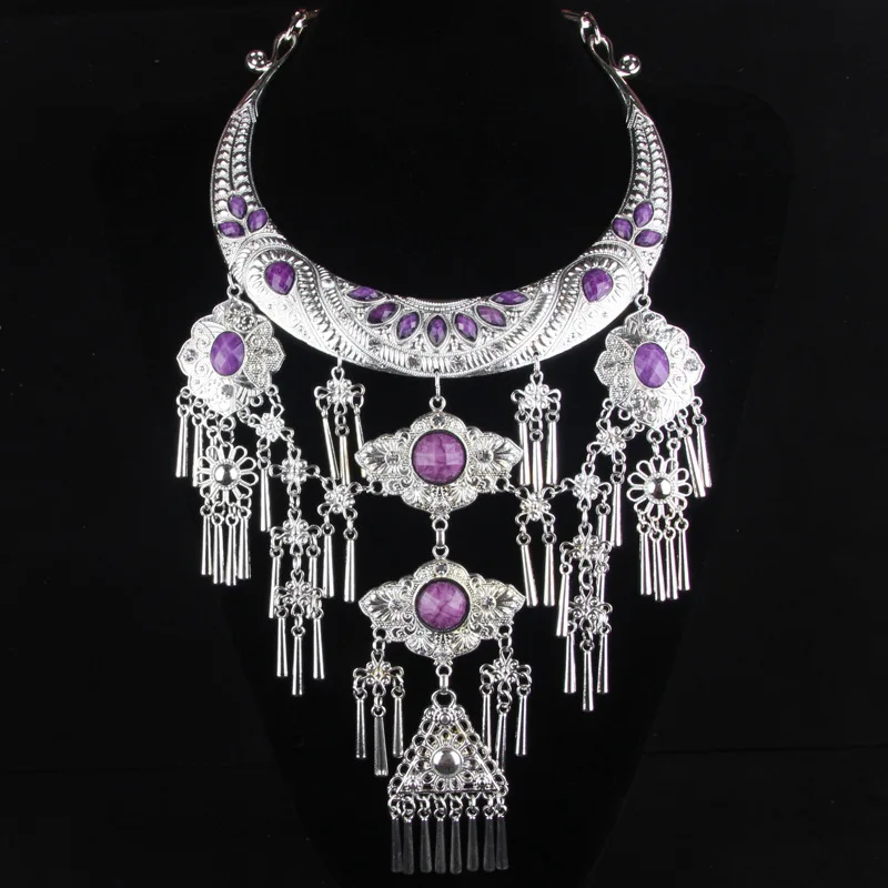 necklaces& pendants Yunnan exaggeration Ethnic Classic pendants Original palace Retro Big collar Miao silver dance accessories