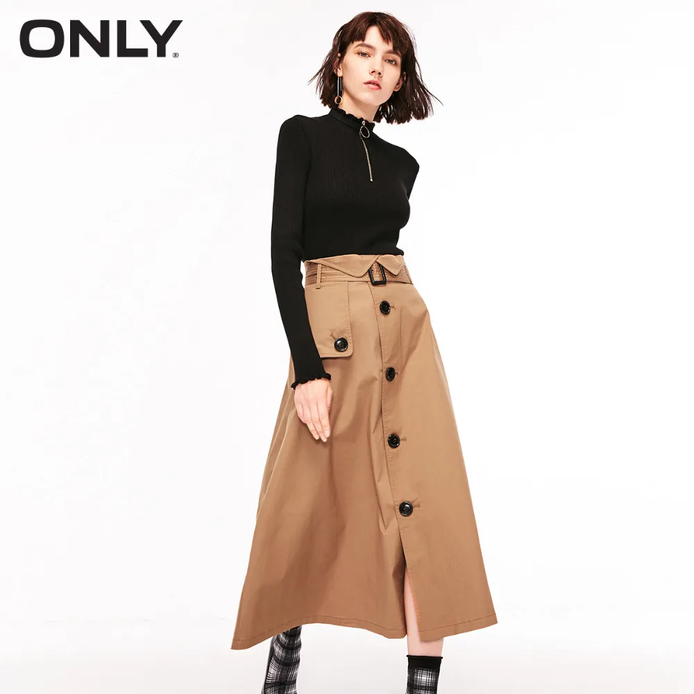 Prix ONLY femmes hiver nouveau bouton décoration un mot jupe fleur bouton poche latérale | 118316534