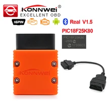 Konnwei ELM327 V1.5 PIC18F25K80 Bluetooth KW902 elm 327 OBD2 сканер работает на Android как ICAR2 адаптер OBDII диагностический инструмент