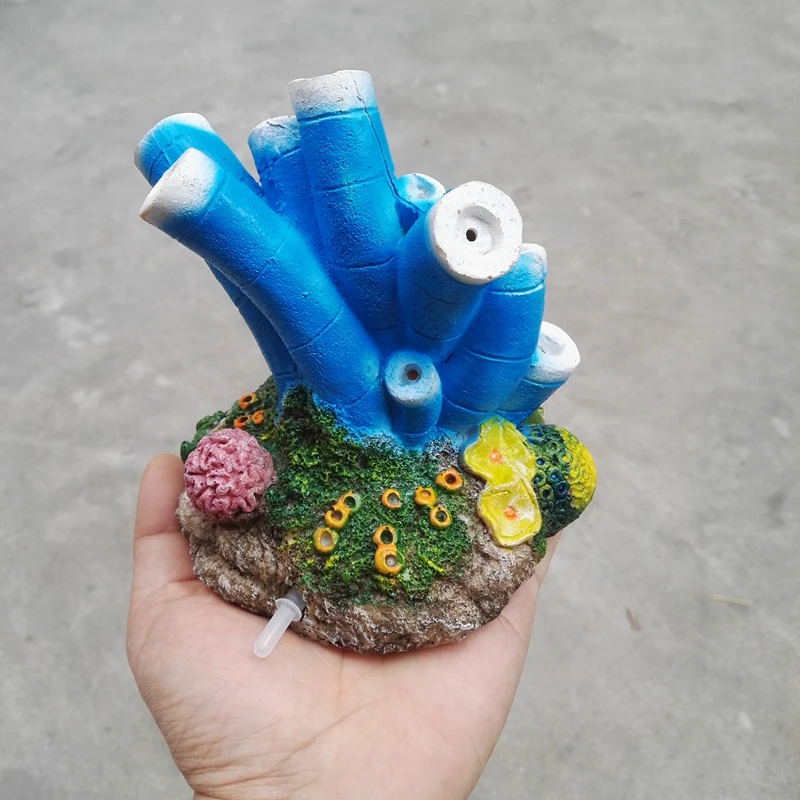 Пузыри для аквариума орнамент синяя трубка Коралл 13*13*14,5 см аквариум из смолы украшения полипит риф