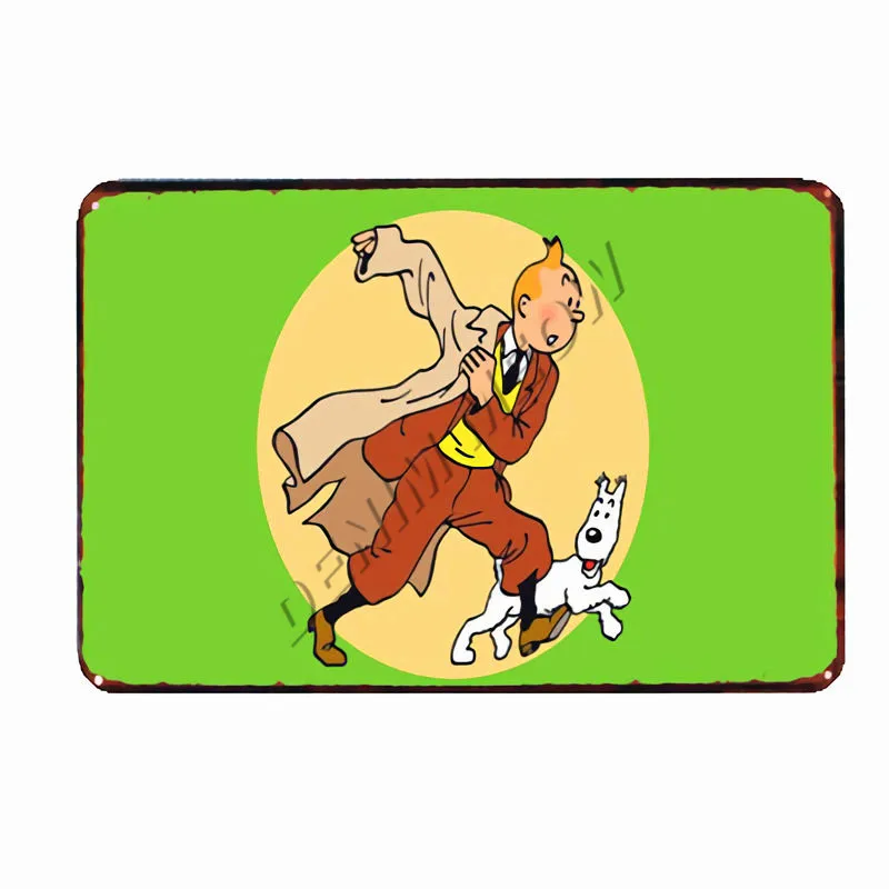 Tintin Catoon Movie Tin Sign Metal Plate Vintage Wall Art Poster Iron Painting Bar Coffee Kids Room Wall Craft Home Decor WY66 - Цвет: 20