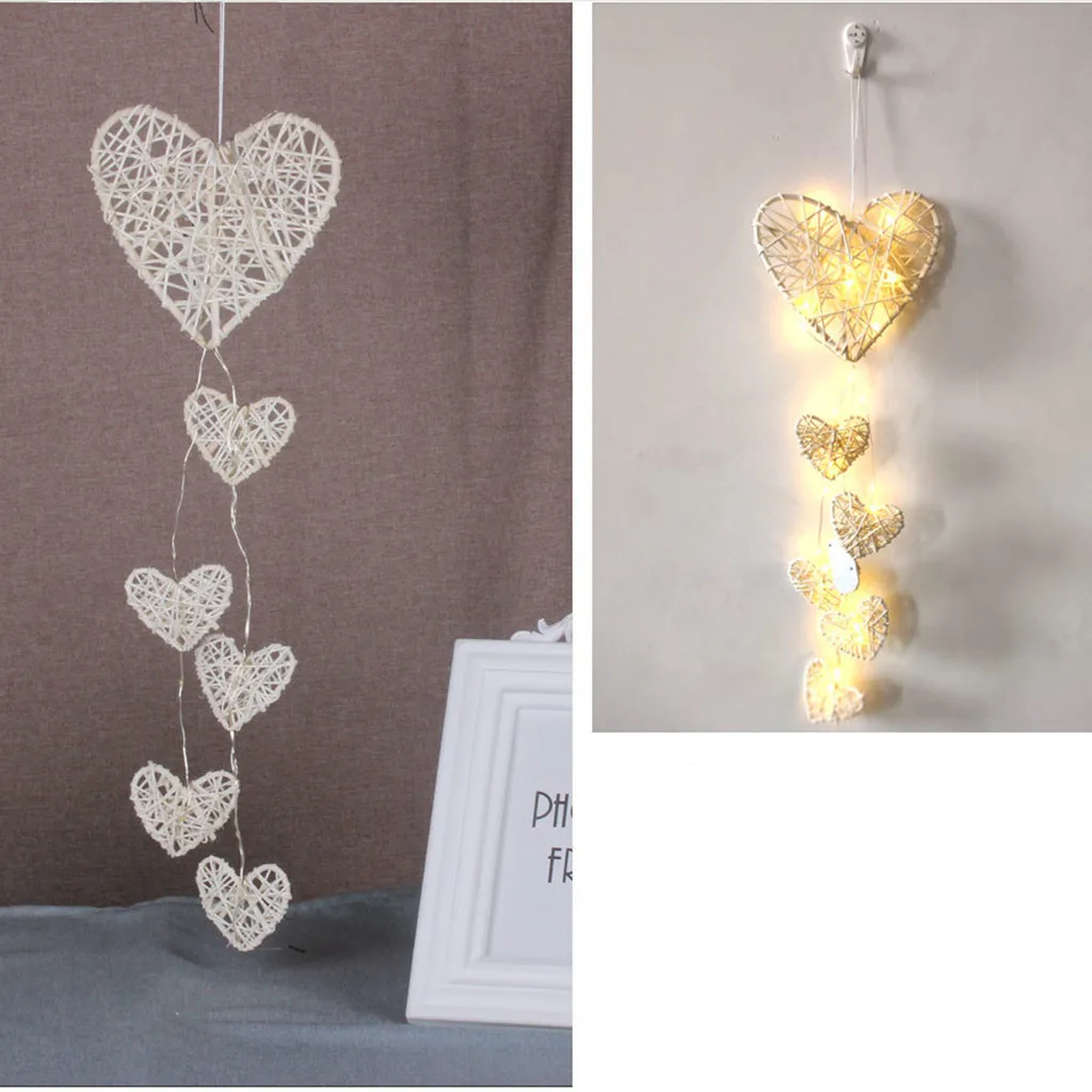 Новинка, деревянный ротанговый Колокольчик в форме сердца, подвесной ночной Светильник для комнаты, очаровательный декор, подарок высокого качества