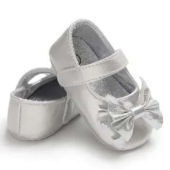 

2018 Spring autumn Baby Girl cute bow princess First Walkers solid butterfly-knot hook loop shoes