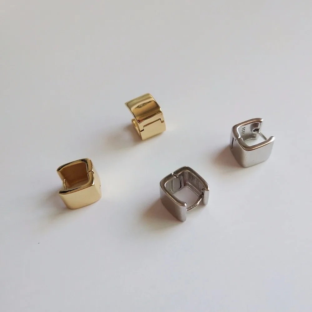 Goede 925 Sterling Zilveren Vierkante Brede Versie Stud Oorbellen Eenvoudige Mode Fijne Ontwerp Trendy Temperament Oorbellen Vrouwen Sieraden Gift