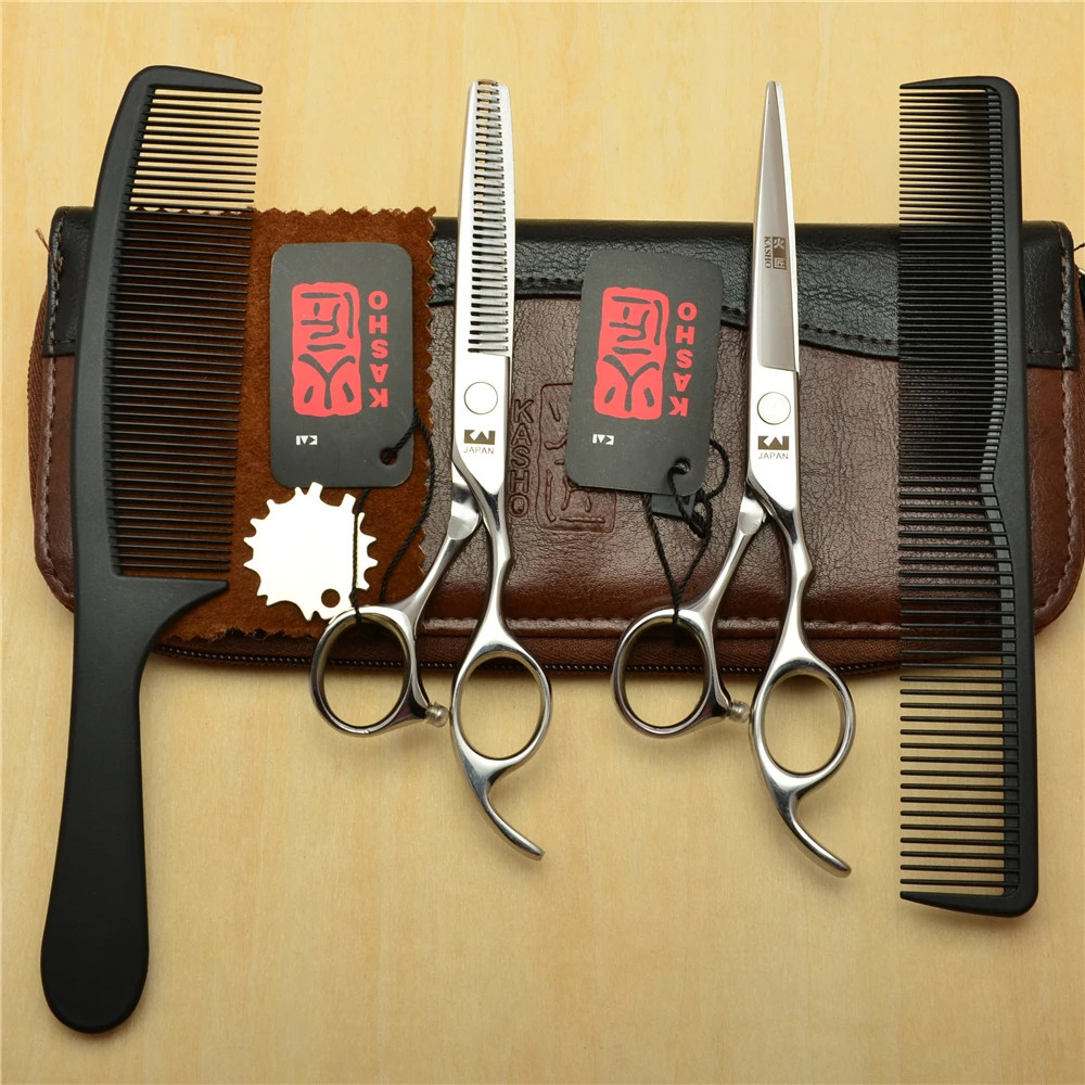 

4Pcs Suit 5.5''/6.0''/6.5'' H1006 Japan Kasho Cutting Combs + Scissors + Thinning Shears Professional Hair Hairdressing Scissors