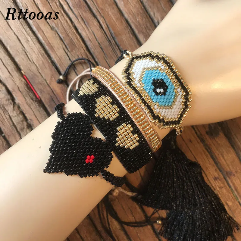 

Rttooas Love Heart Evil Eye Bracelet Sets Jewelry Accessories High Quality Handmade MIYUKI Beads Bracelet Fashion Bohemian