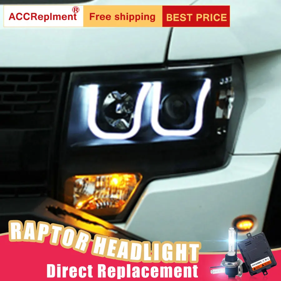 2Pcs LED Headlights For Ford raptor 2009 2014 led car lights Angel eyes