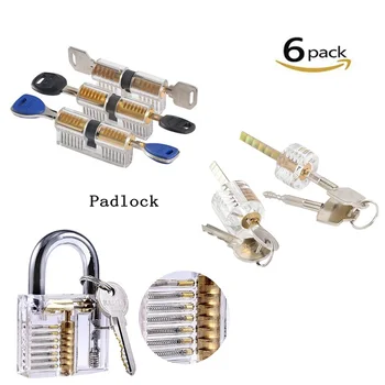 

LIUSHI 6pcs/lot Combination Practice Locksmith Hand Tool Set Visible Transparent Cutaway Lock Pick Sets Training Skill Tools