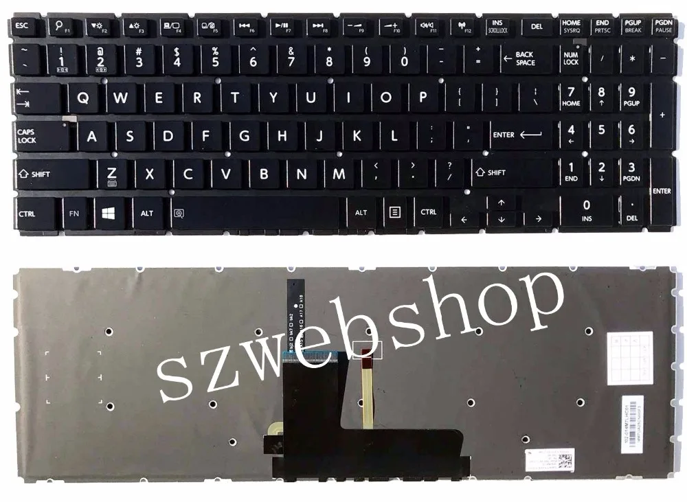 Laptop Keyboard Compatible for Toshiba Satellite P55W-B5112 P55W-B5162SM P55W-B5181SM P55W-B5201SL P55W-B5220 P55W-B5224 P55W-B5260SM P55W-B5318 P55W-B5318D P55W-B5380SM US Black Backlit No Frame