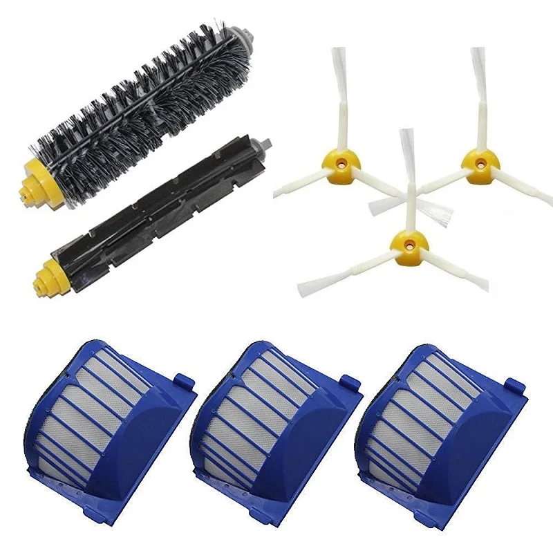 

Aerovac Filter+3 Arms Side Brush+Bristle and Flexible Beater Brush for iRobot Roomba 620 630 640 650 660