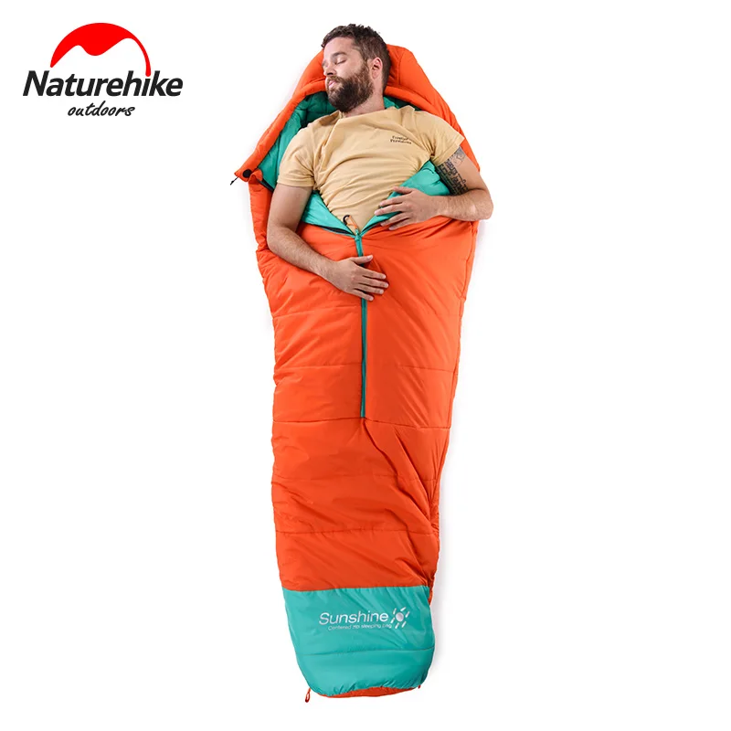 

Naturehike outdoor camping sleeping bag hiking mummy cotton with middle zipper Super Long winter Ultralight travel sleeping bag