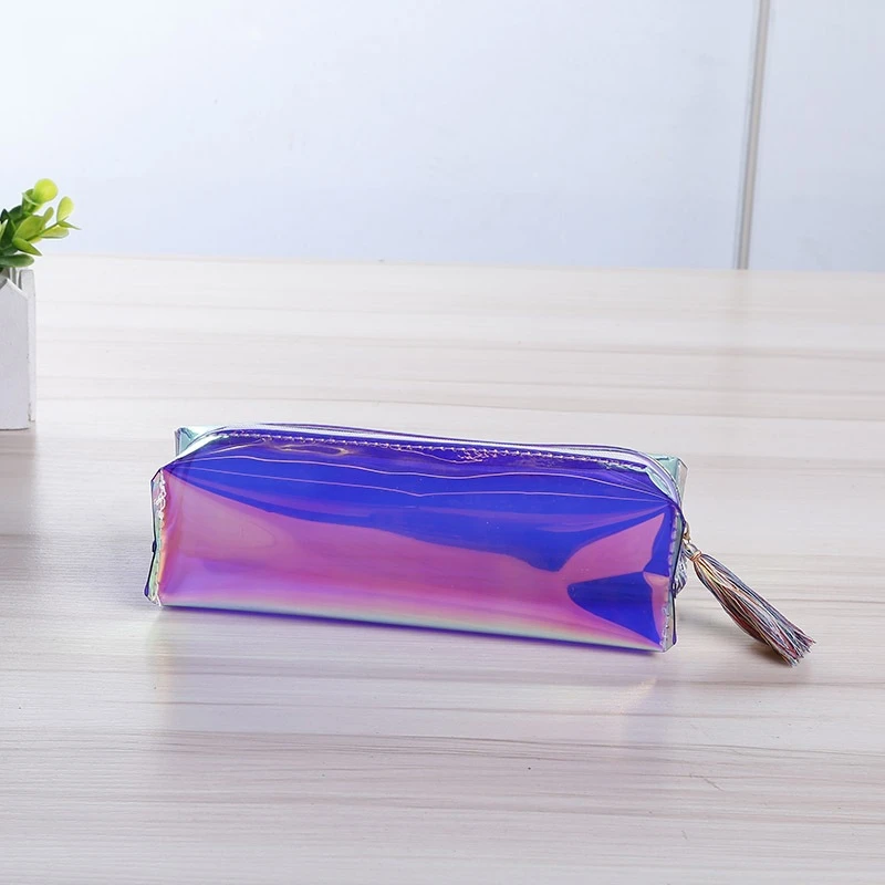 Mayitr 5 Colors Transparent Laser Travel Make Up  Bag Holographic PU Leather Cosmetic Bag Pencil Case For Cosmetic Tools
