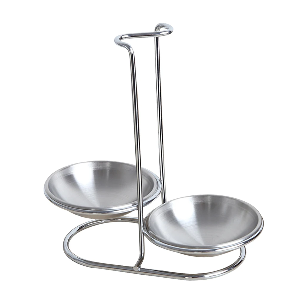 Spoon Rest, Stainless Steel Ladle Spoon Holder with Removable Bowl, Cooking Utensils Metal Stand Tray for Kitchen Counter