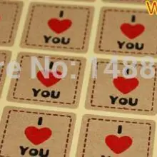 Новинка! крафт Печать стикер я люблю вас стикер, материал из крафт-бумаги 600 шт/партия