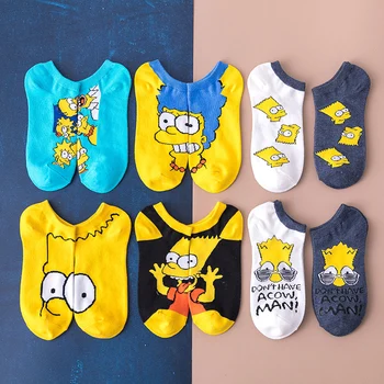 

Summer Women Socks 2019 New Cartoon Funny Cotton Socks Simpsons Family Novelty Cute Sox Animals Funny Happy Socks Slippers