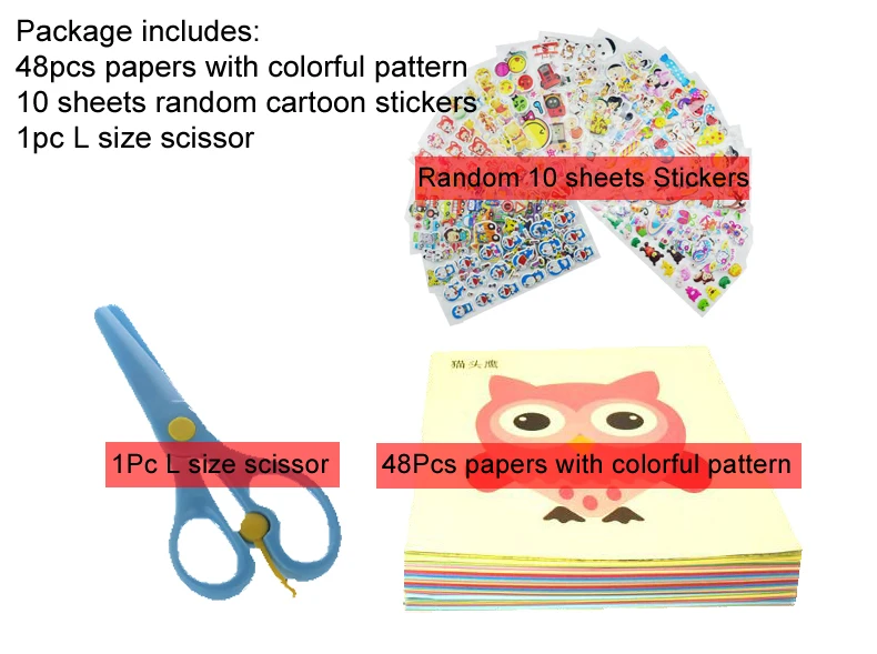 96 шт./48 шт. Детские Мультяшные цветные бумажные складные и режущие игрушки для детей Kingergarden Art Craft DIY Развивающие игрушки GYH - Цвет: 48Color 10Sticker 1L