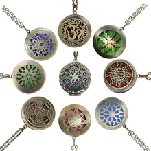 Corrente almofadas de bronze antigo, pingentes de aromaterapia de bronze, óleo essencial, perfume, difusor de aroma, colar, medalhão, 1 peça, 28'