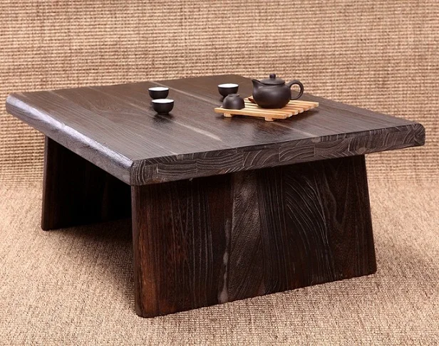 Japanese Antique Table Rectangle 80*65cm Paulownia Wood Asian Traditional Furniture Living Room Low Floor Table For Dining