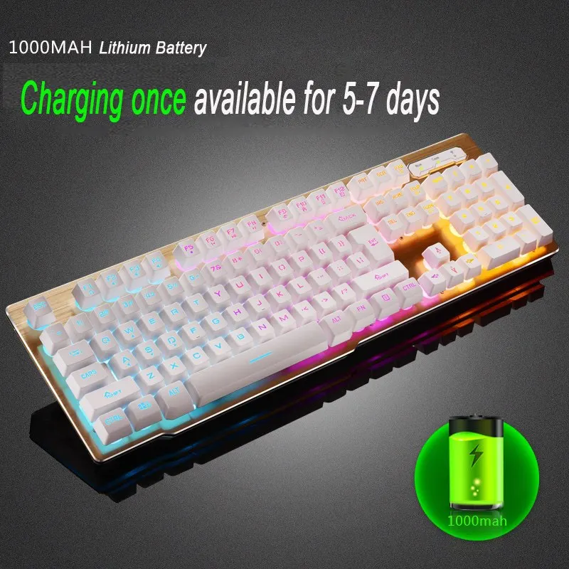  MK500 Wireless Keyboard Rechargeable Backlight Gaming Charging Backlight Wireless Keyboard Alloy Pa
