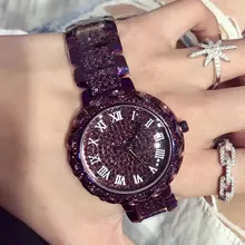 New Arrival Well-known Model Bling Watch Girls Luxurious Austrian Crystals Watch Purple Shinning Diomand Rhinestone Watches For Girls