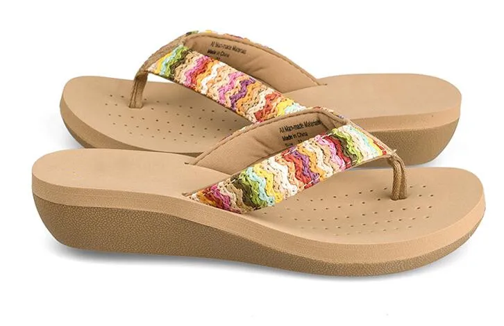 wedge flip flops beach