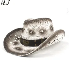Женская мужская соломенная открытая западная ковбойская шляпа для папы Леди ручной работы западное слово ковбойская джазовая сомбреро шляпа