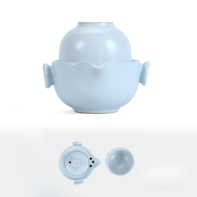 Керамический портативный дорожный чайный набор включает в себя 1 кастрюлю 1 чашку, быструю пассажирскую чашку gaiwan, красивый и легкий чайник, чайный набор кунг-фу