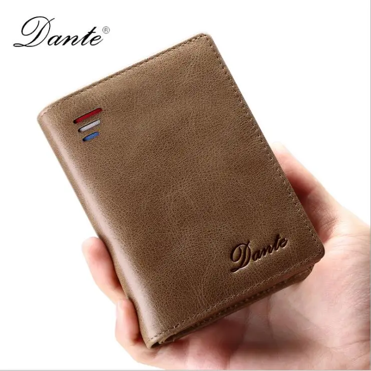 

DANTE 2018 Wallet Genuine Leather Multi-function Men Wallet Oil wax Corss Pattern High Quality Hand bags