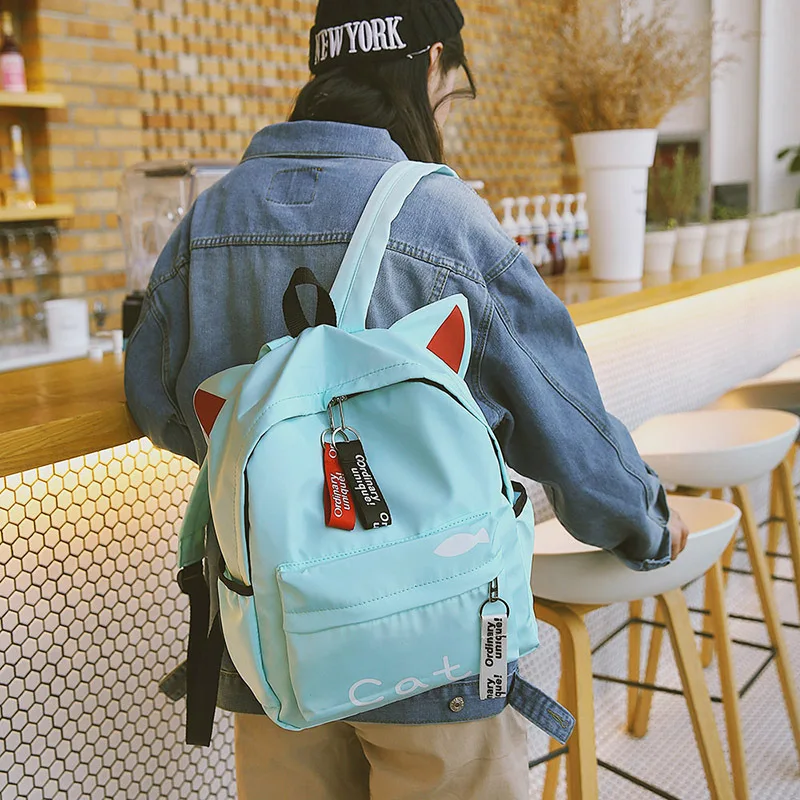 

Fashion Preppy Style Cute Cartoon Cat Women Canvas Backpacks 2019 New Female Casual Simple Students School Bags Shoulder Bags