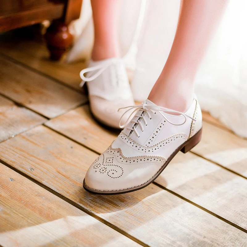 Xiuningyan New 2019 Women S Brogue Flats Shoes Mixed Color Leather Oxfords Vintage Casual Shoes Spring Autumn Women Oxford Shoe Women Oxford Shoes Oxford Shoesflats Shoes Aliexpress