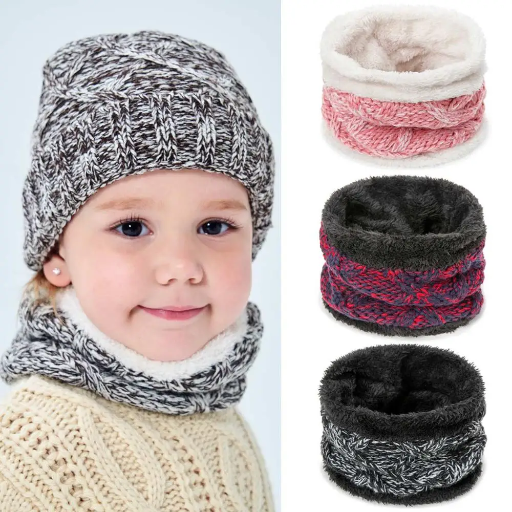 

REAKIDS Fashion Cute Soft Children Scarf Winter Scarf Baby Scarves Children Cotton Knit Thick Warm Boys Girls Ring Scarf