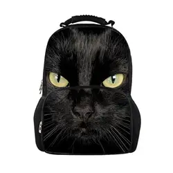 Черные рюкзаки с принтом кошек для девочек-подростков школьный рюкзачок, Студенческая женская модная сумка для ноутбука милый школьный