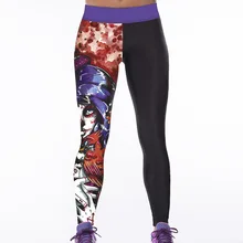 Для женщин гибкие кровавый Леди лица печати Плотные брюки тренировки Тренажерный зал Бег Йога Спорт Фитнес тренировки Леггинсы дропшиппинг