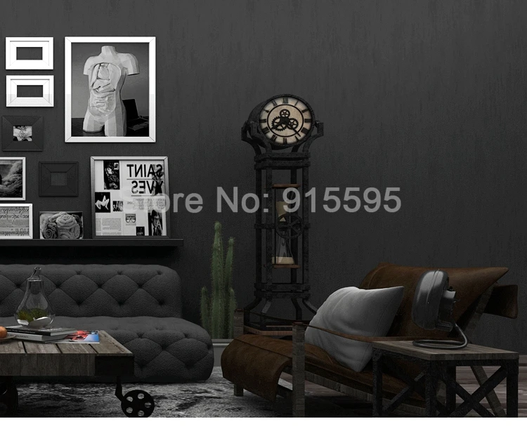 Черная темно-серая цементная ПВХ 3D глубокая тисненая Водонепроницаемая настенная бумага для спальни, гостиной, магазина одежды, одноцветная настенная бумага в рулонах
